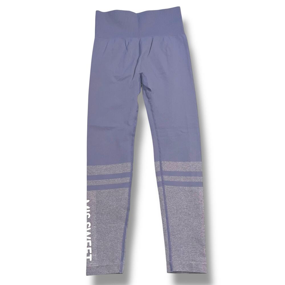 Mis Sweet Womens Athletic Leggings Pants Compression Butt Lifting Blue Medium